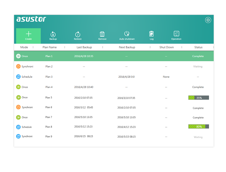 Asustor NAS 華芸 Programación de copias de seguridad