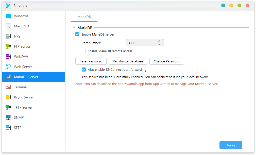 Asustor NAS 華芸 MariaDB 伺服器
