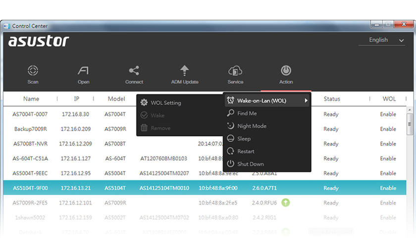 Asustor NAS 華芸 Funções de controle remoto de energia