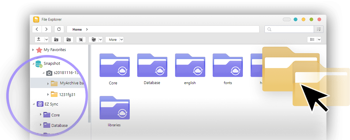 Asustor NAS 華芸 MyArchiveスナップショット及びEZ Syncファイルの表示・アクセス
