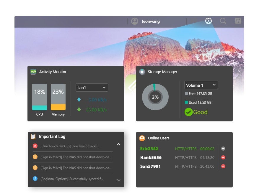 Asustor NAS 華芸 Desktop Widgets for Efficient Real-Time Monitoring   　