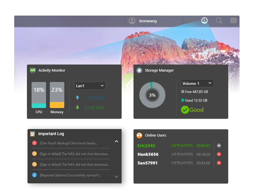 Asustor NAS 華芸 Widgets de escritorio para una supervisión eficaz en tiempo real
