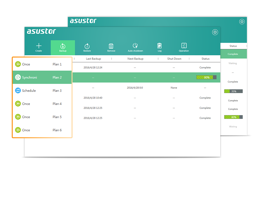 Asustor NAS 華芸 多筆備份計畫配置