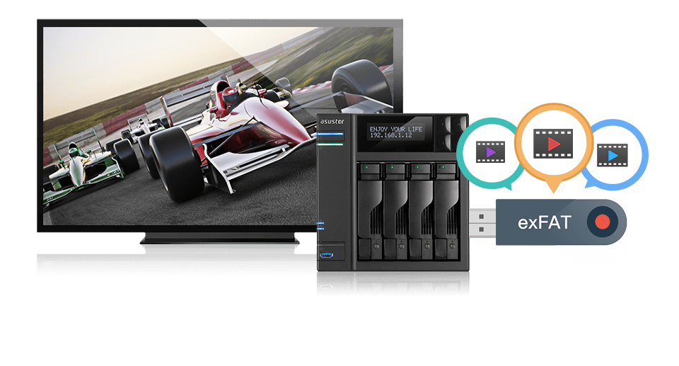 Asustor NAS 華芸 クロス・プラットフォームexFATファイルシステムに対応

