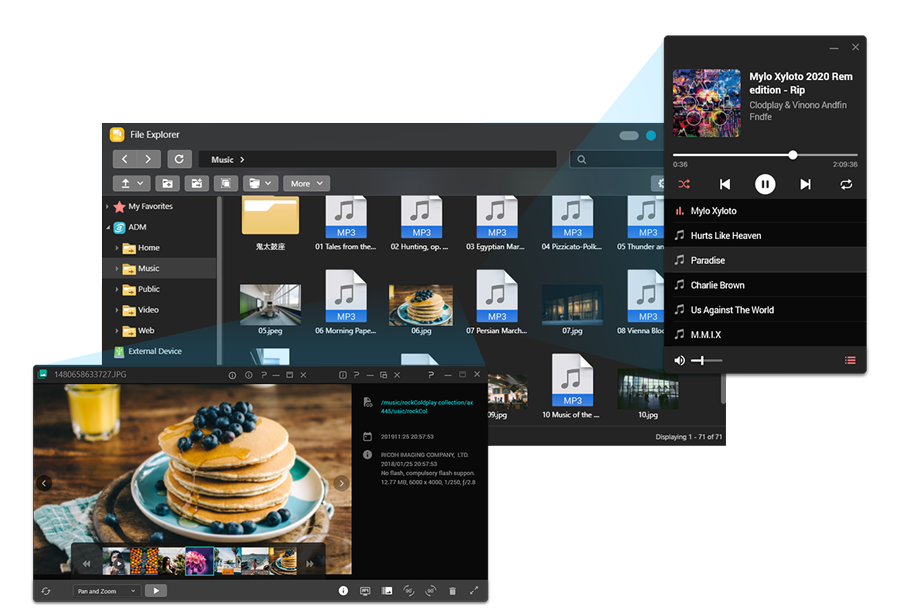 Asustor NAS 華芸 簡単に写真を閲覧し、音楽を再生