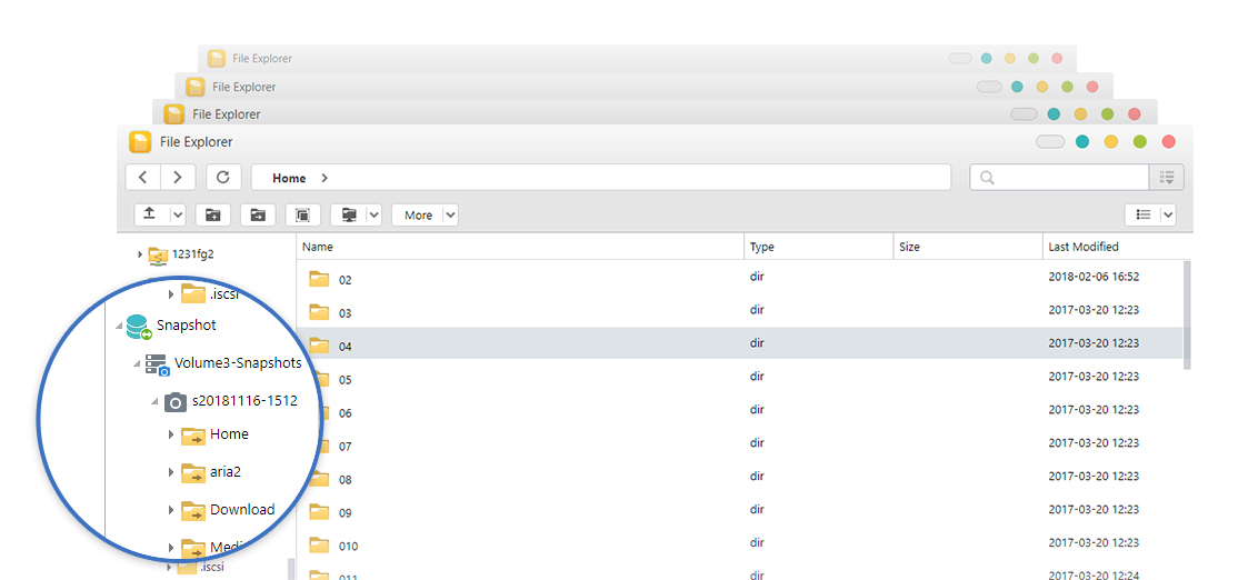 Asustor NAS 華芸 File Explorer mounts snapshots to browse data in snapshot quickly