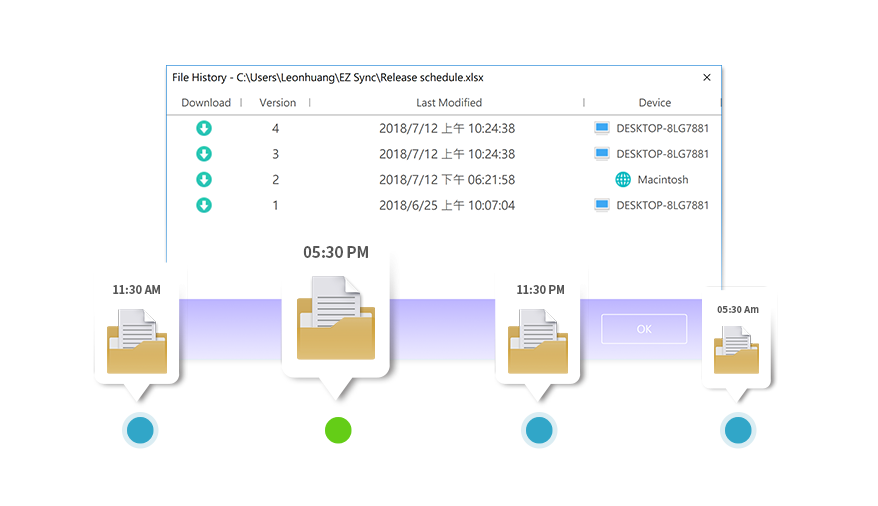 Asustor NAS 華芸 Restaurer un fichier dans sa version d'origine.