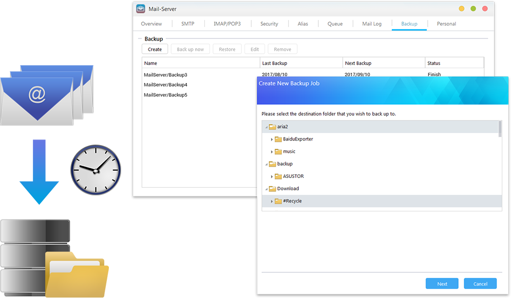Asustor NAS 華芸 备份机制，保护重要邮件不遗失