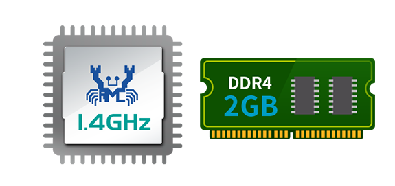 리얼텍 쿼드코어 CPU와 DDR4 메모리 탑재  
