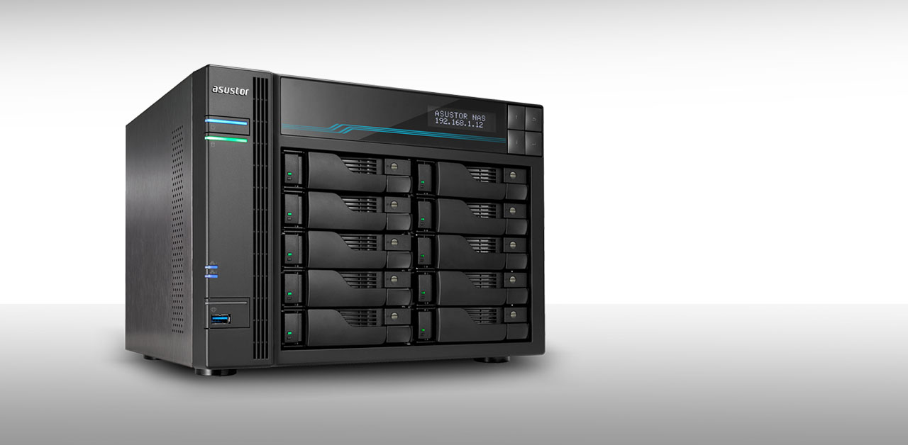 ASUSTOR AS6510T 10 Bay NAS Lockerstor 10 - Quad-Core - Dual 10GbE+2.5GbE -  8GB DDR4 - 2 M.2 Slots